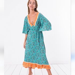 M🌸BSL Floral Maxi Dress - Teal and Orange